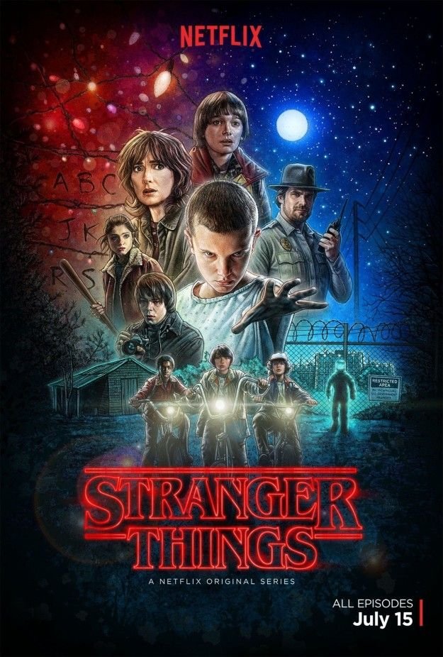 Eleven (Milly Bobby Brown) Stranger Things, niños en bicicletas, monstruo Demogorgon serie Netflix Original, mundo Upside Down escena